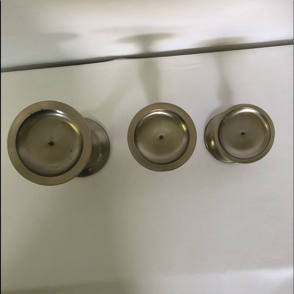 Set of 3 Vintage Pewter Tapered Candle Holders - Picture 7 of 8